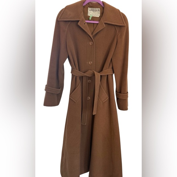 Jackets & Blazers - Vintage 60s Jaeger Camelhair Wool Princess Swing Coat Belted Brown Made England